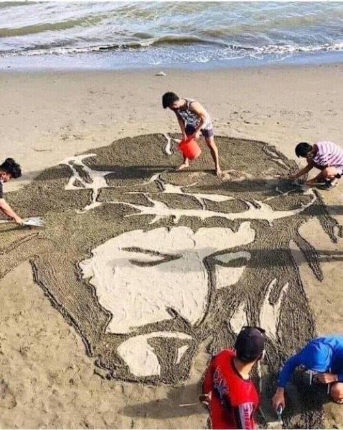 Face Of Our Lord In Sand | image tagged in jesus christ,bible,christianity,christian,holy spirit,god the father | made w/ Imgflip meme maker
