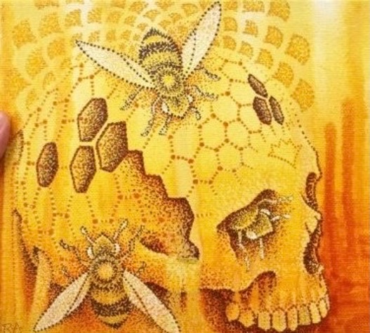 Honeycomb Skull | image tagged in skulls,honey,surrealism,art,cool stuff,creativity | made w/ Imgflip meme maker