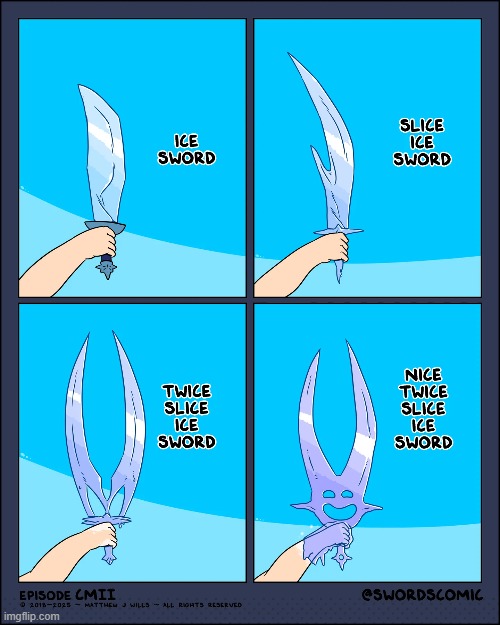 image tagged in swords,ice,slice,twice,nice,smile | made w/ Imgflip meme maker