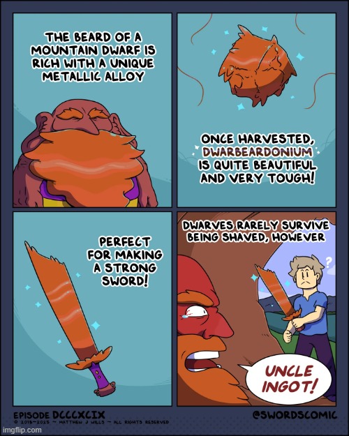 image tagged in mountain,dwarf,beard,metal,sword,shave | made w/ Imgflip meme maker