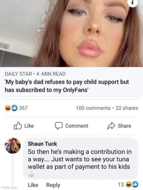 Cursed comment on a cursed post | image tagged in wallet,onlyfans,baby daddy,child support | made w/ Imgflip meme maker