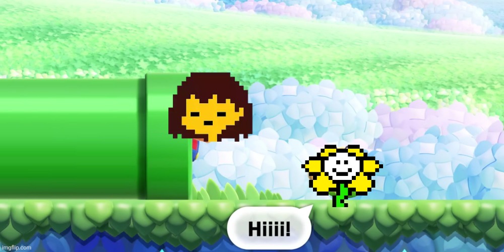 A completely normal Mario level. | image tagged in mario wonder,frisk,flowey,undertale | made w/ Imgflip meme maker