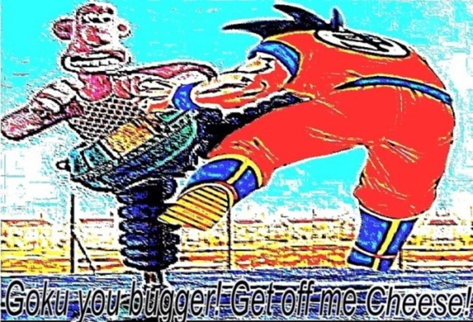 goku you bugger get off me cheese Blank Meme Template