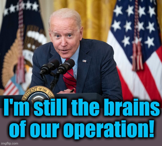 Biden Whisper | I'm still the brains
of our operation! | image tagged in biden whisper | made w/ Imgflip meme maker
