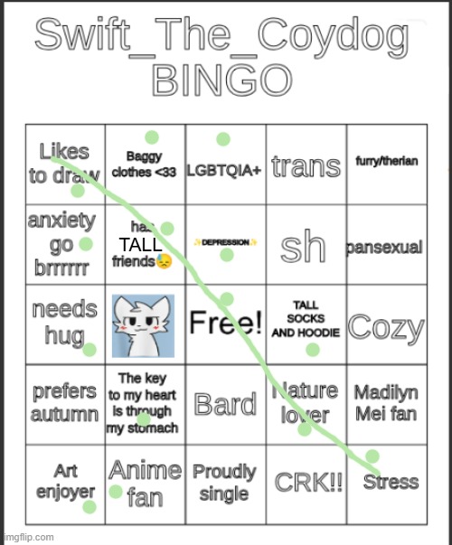 Swift_The_Coydog Bingo | TALL | image tagged in swift_the_coydog bingo | made w/ Imgflip meme maker