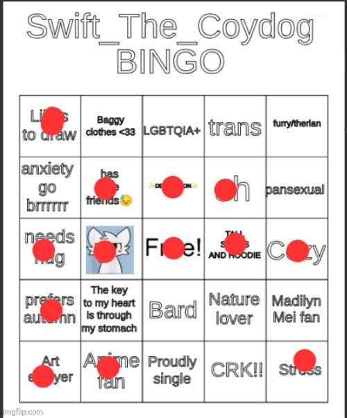 Swift_The_Coydog Bingo | image tagged in swift_the_coydog bingo | made w/ Imgflip meme maker
