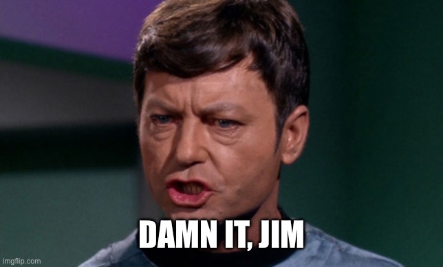 star trek bones | DAMN IT, JIM | image tagged in star trek bones | made w/ Imgflip meme maker