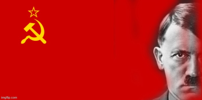 Bolshevik Hitler | image tagged in ussr flag,communism | made w/ Imgflip meme maker