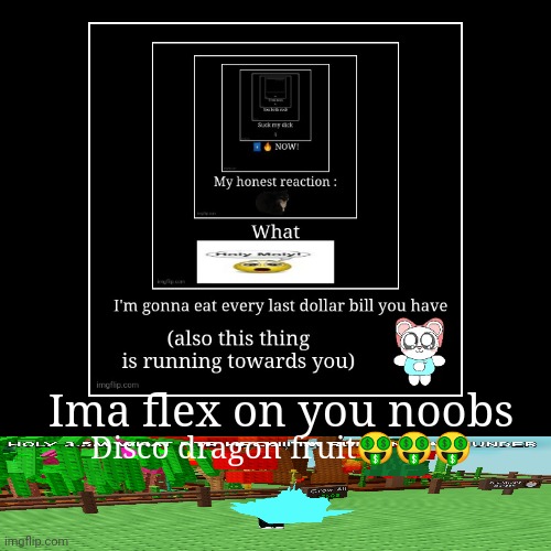 Back from the event, worth it | Ima flex on you noobs | Disco dragon fruit??? | image tagged in funny,demotivationals | made w/ Imgflip demotivational maker
