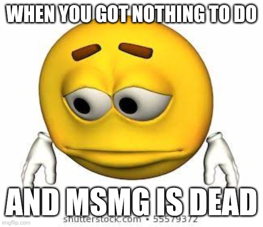 Sad stock emoji | WHEN YOU GOT NOTHING TO DO; AND MSMG IS DEAD | image tagged in sad stock emoji | made w/ Imgflip meme maker