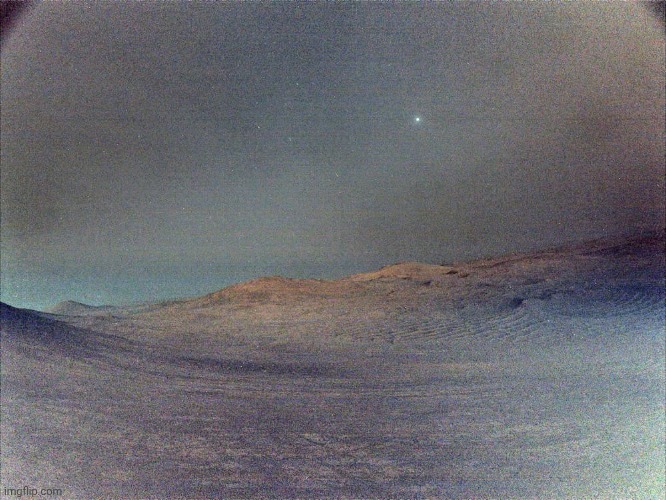 Moon (Deimos) over Mars | image tagged in mars,night,moonrise,discovery,nasa | made w/ Imgflip meme maker