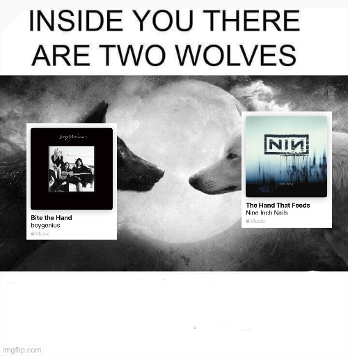 Inside you there are two wolves | image tagged in inside you there are two wolves | made w/ Imgflip meme maker