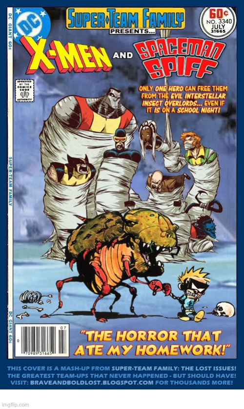 Once again… Spiff to the rescue! | image tagged in calvin and hobbes,spaceman spiff,xmen,marvel comics,mashup,alien | made w/ Imgflip meme maker