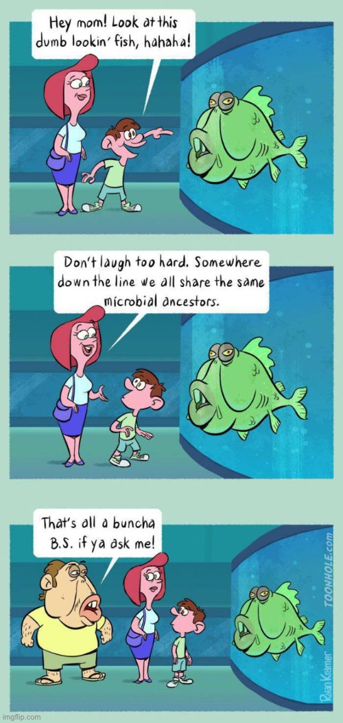 image tagged in comics,aquarium,ugly fish,ancestors | made w/ Imgflip meme maker