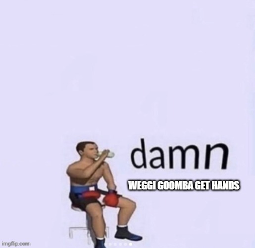 Damn | WEGGI GOOMBA GET HANDS | image tagged in damn | made w/ Imgflip meme maker