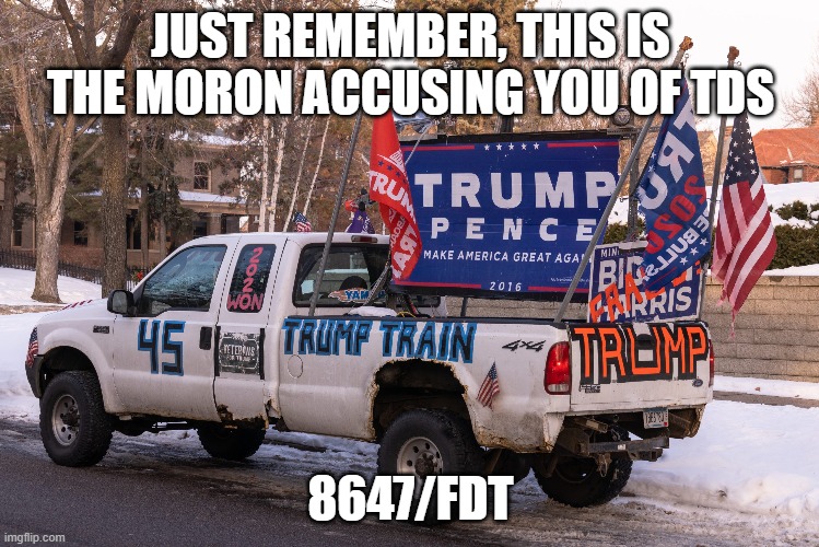 TDS  Syndrome | JUST REMEMBER, THIS IS THE MORON ACCUSING YOU OF TDS; 8647/FDT | made w/ Imgflip meme maker