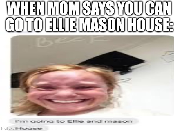 E | WHEN MOM SAYS YOU CAN GO TO ELLIE MASON HOUSE: | made w/ Imgflip meme maker