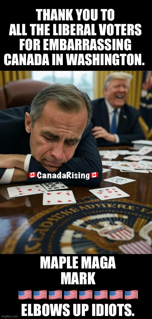 ??CanadaRising?? | THANK YOU TO ALL THE LIBERAL VOTERS FOR EMBARRASSING CANADA IN WASHINGTON. MAPLE MAGA MARK
🇺🇸🇺🇸🇺🇸🇺🇸🇺🇸🇺🇸🇺🇸🇺🇸
ELBOWS UP IDIOTS. | image tagged in canadian politics | made w/ Imgflip meme maker