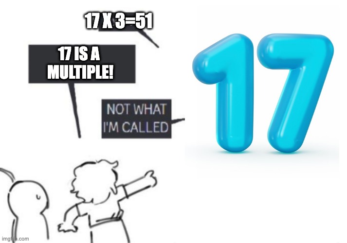 Hey Guys - NOT WHAT I'M CALLED | 17 X 3=51; 17 IS A 
MULTIPLE! | image tagged in hey guys - not what i'm called | made w/ Imgflip meme maker