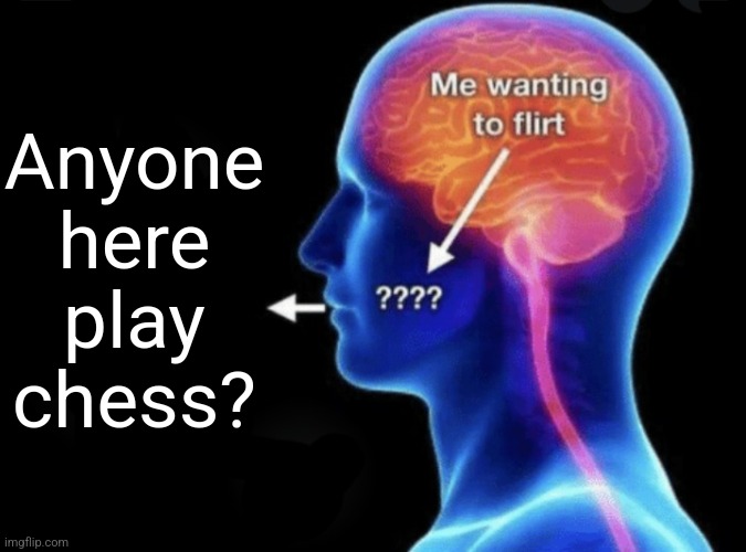 If Zeta comments, he verifies that he wants to get pegged by a man | Anyone here play chess? | image tagged in me wanting to flirt | made w/ Imgflip meme maker
