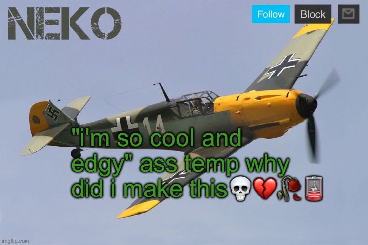 Neko plane temp (prob unusued) | "i'm so cool and edgy" ass temp why did i make this💀💔🥀🪫 | image tagged in neko plane temp prob unusued | made w/ Imgflip meme maker