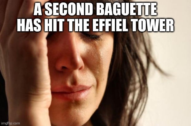 First World Problems | A SECOND BAGUETTE HAS HIT THE EFFIEL TOWER | image tagged in memes,first world problems | made w/ Imgflip meme maker