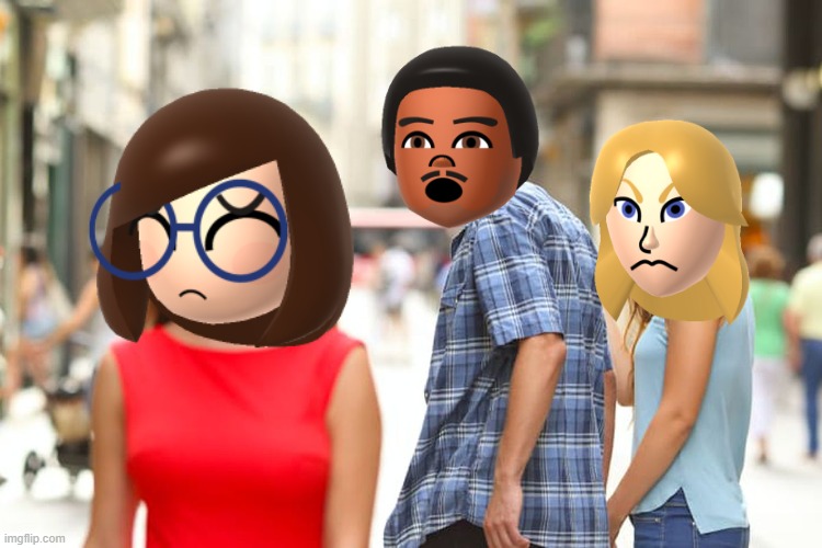 Distracted Mii | image tagged in memes,distracted boyfriend | made w/ Imgflip meme maker