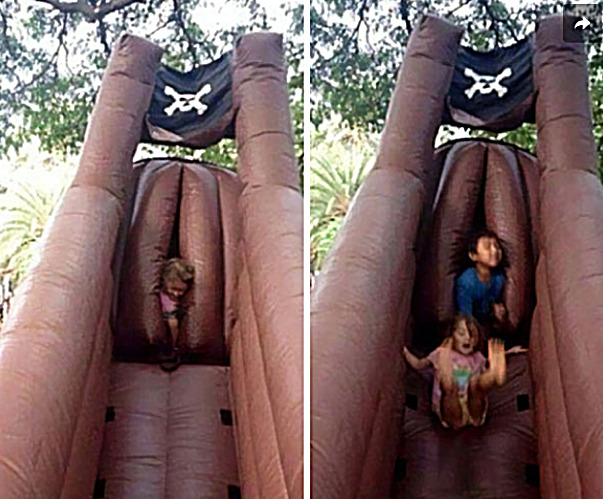 Twins | image tagged in memes,fun,play ground,bouncy house | made w/ Imgflip meme maker
