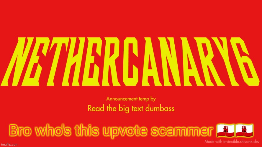 TITLE CARD | Bro who's this upvote scammer 🇬🇮🇬🇮 | image tagged in title card | made w/ Imgflip meme maker