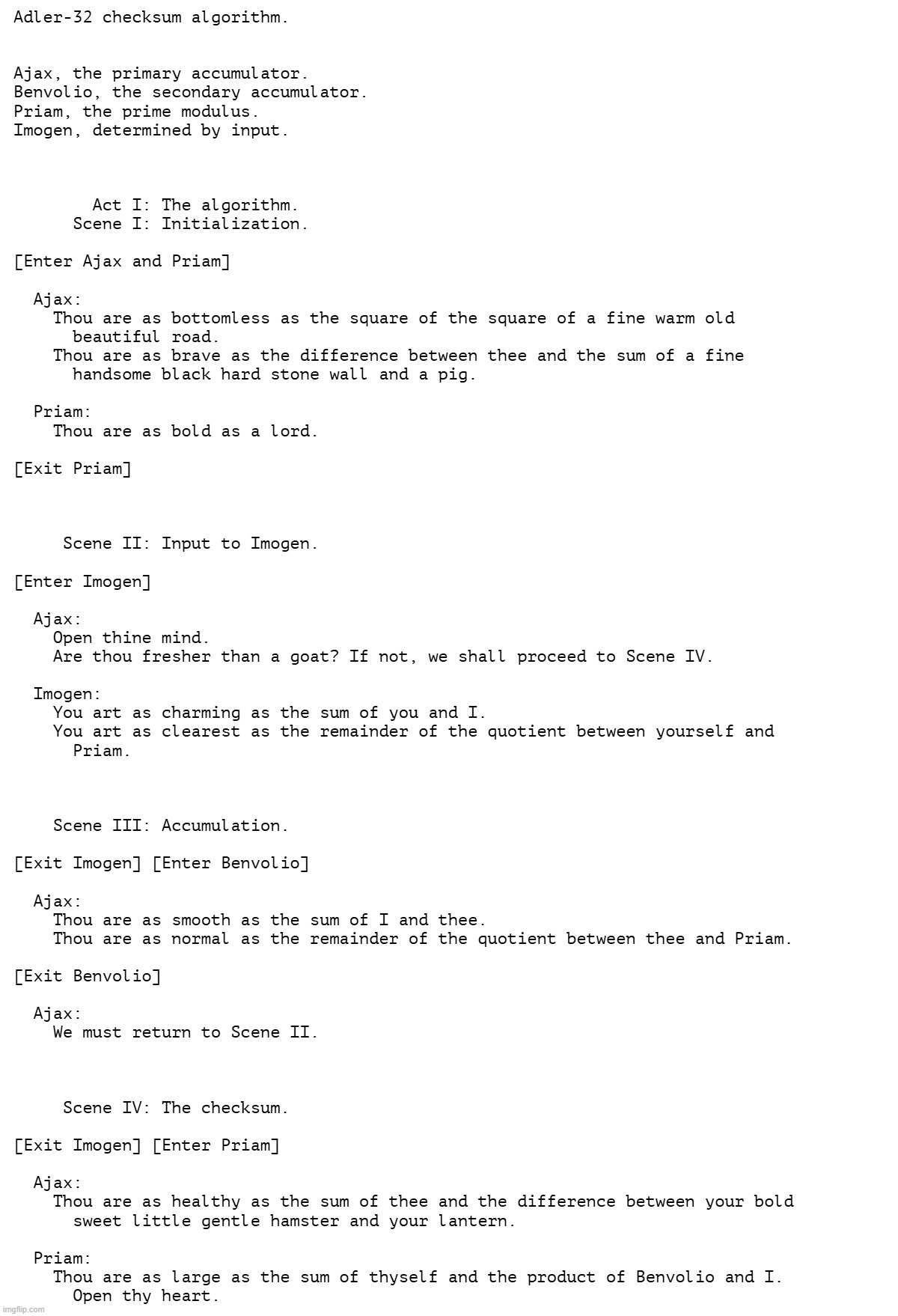 Anyway have this stupid thing I wrote in the Shakespeare Programming Language that you're never gonna use. | made w/ Imgflip meme maker