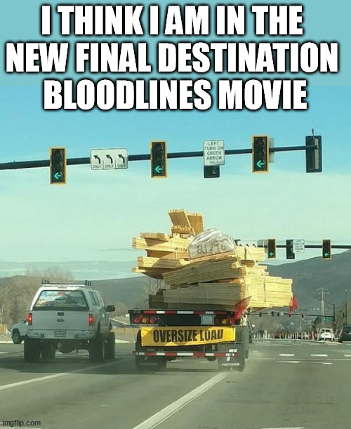 I THINK I AM IN THE 
NEW FINAL DESTINATION 
BLOODLINES MOVIE | image tagged in final destination | made w/ Imgflip meme maker