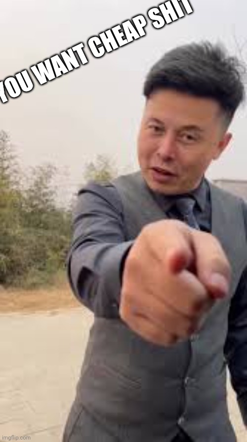 Elon Ma | YOU WANT CHEAP SHIT | image tagged in elon ma | made w/ Imgflip meme maker