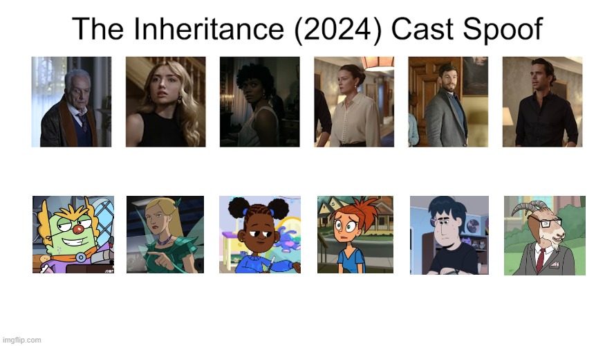 Credit to Waldness Topic International for this used | image tagged in meme,memes,the inheritance,spoof cast,characters,roles | made w/ Imgflip meme maker