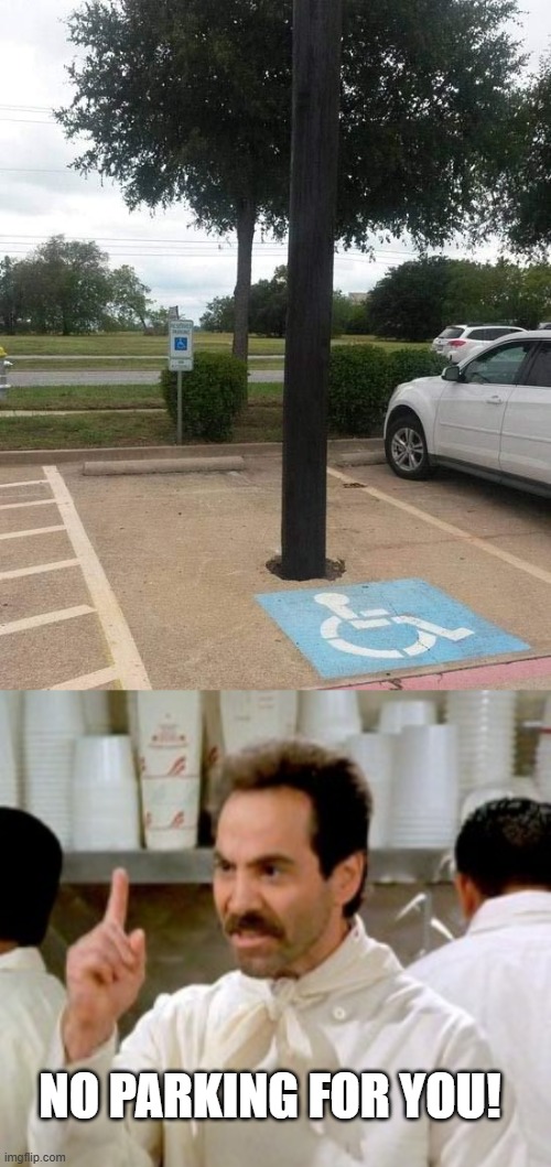 No Parking | NO PARKING FOR YOU! | image tagged in no soup for you | made w/ Imgflip meme maker