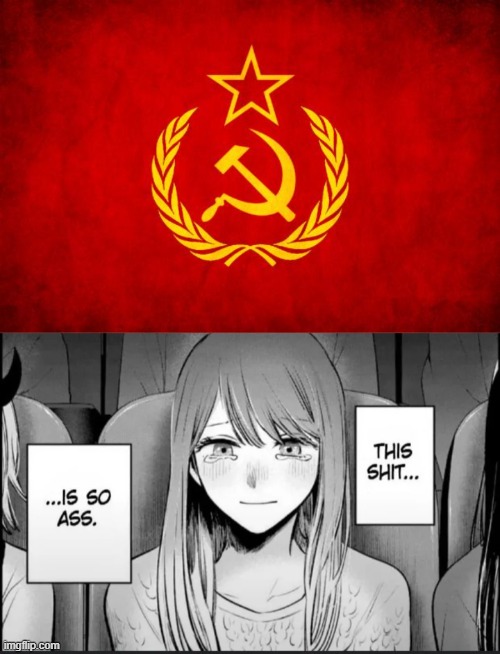 image tagged in in soviet russia,this shit is so ass,oshi no ko,anime,communism | made w/ Imgflip meme maker