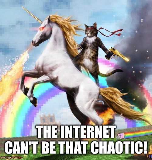 Welcome To The Internets | THE INTERNET CAN’T BE THAT CHAOTIC! | image tagged in memes,welcome to the internets | made w/ Imgflip meme maker