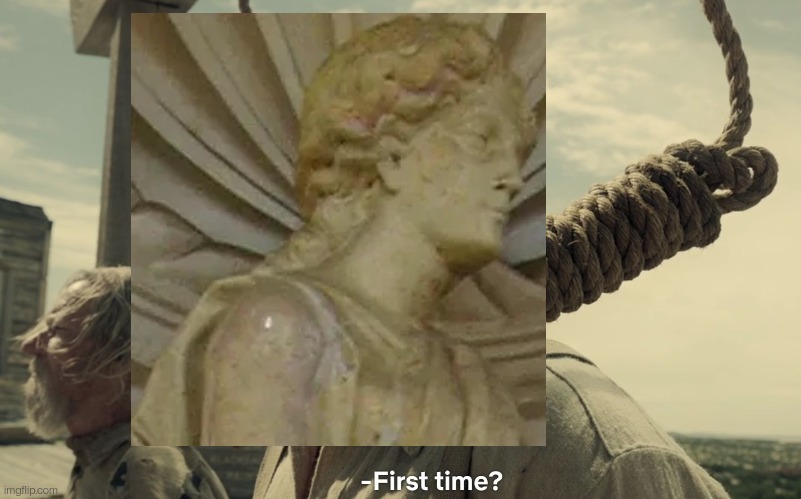 Κασσάνδρα asking the audience “First time?”