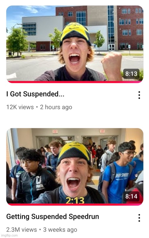 People be doing anything for views nowadays | image tagged in suspension,school | made w/ Imgflip meme maker