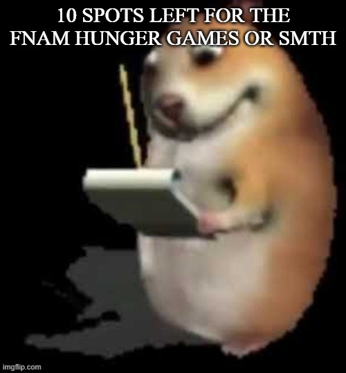 Chomik type | 10 SPOTS LEFT FOR THE FNAM HUNGER GAMES OR SMTH | image tagged in chomik type | made w/ Imgflip meme maker