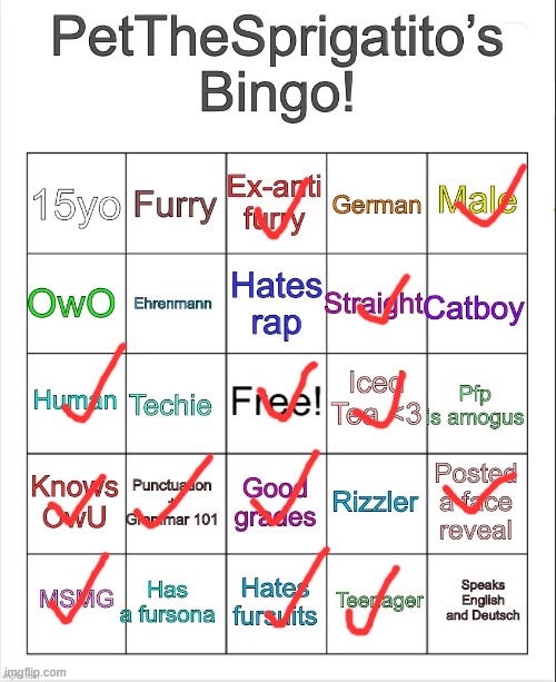 PetTheSprigatito’s bingo! | image tagged in petthesprigatito s bingo | made w/ Imgflip meme maker