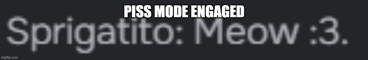Meow :3. | PISS MODE ENGAGED | image tagged in meow 3 | made w/ Imgflip meme maker