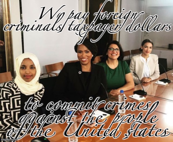 The Squad | We pay foreign criminals taxpayer dollars; to commit crimes against the people of the United states | image tagged in the squad,stupid liberals,liberal hypocrisy,terrorists,fundamental paper education | made w/ Imgflip meme maker