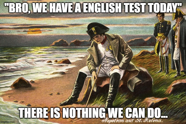 Napoleon | ''BRO, WE HAVE A ENGLISH TEST TODAY''; THERE IS NOTHING WE CAN DO... | image tagged in there is nothing we can do | made w/ Imgflip meme maker