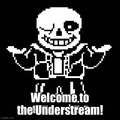 Understream when there’s a newcomer: | Welcome to the Understream! | image tagged in sans undertale | made w/ Imgflip meme maker