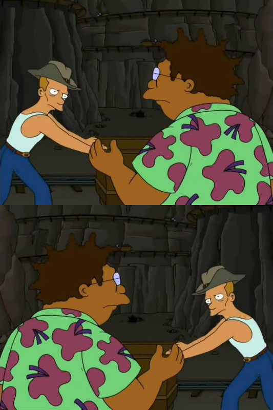 futurama australian miner back and forth Blank Meme Template