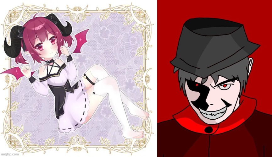 Anime Devils (note: mepios OC is not anime but it unintentionally looks like anime, the left is made by lemonleafasmr) | image tagged in devil,asmr,mepios,oc,cute,scary | made w/ Imgflip meme maker