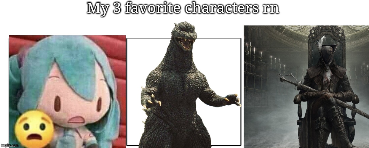 Trend time | My 3 favorite characters rn | image tagged in 1x3 comic panel blank | made w/ Imgflip meme maker