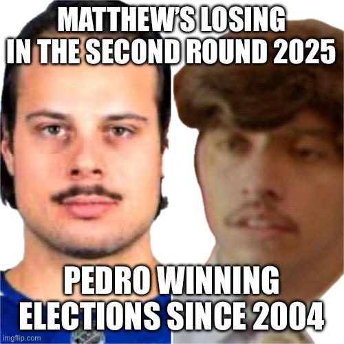 Leafs lose | MATTHEW’S LOSING IN THE SECOND ROUND 2025; PEDRO WINNING ELECTIONS SINCE 2004 | image tagged in hockey | made w/ Imgflip meme maker