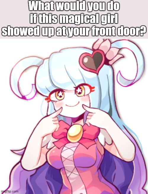 real question (my answer is in the comments) | What would you do if this magical girl showed up at your front door? | image tagged in qoh,project moon,what if | made w/ Imgflip meme maker