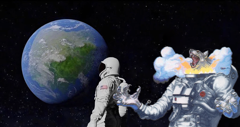 Werewolf in space Blank Meme Template